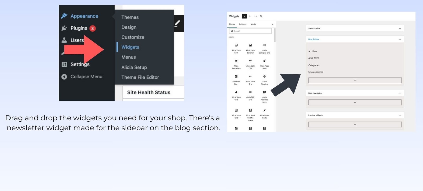 Alicia Widgets Directions